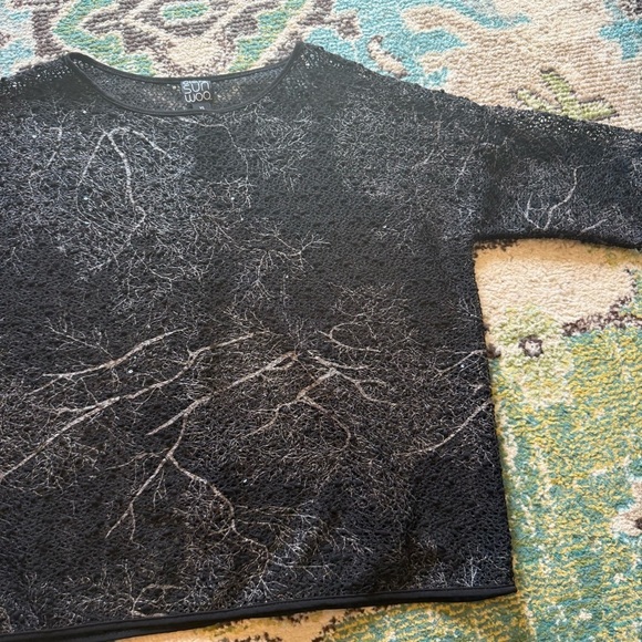 Sheer Clara Sun Woo Black Long Sleeve blouse - Picture 3 of 6